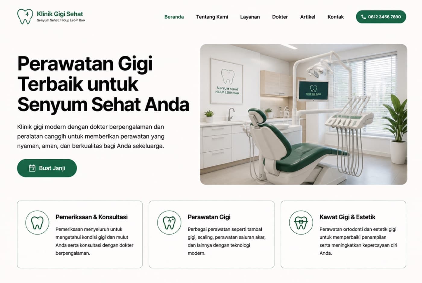 Contoh tampilan website yang dibangun Kranka