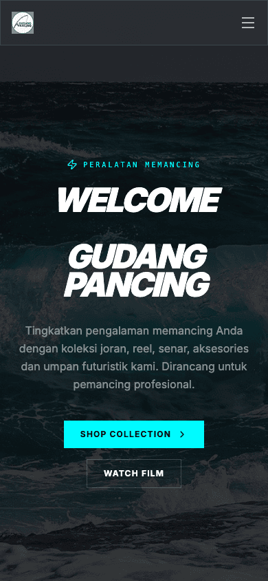 Tampilan mobile website Gudang Pancing